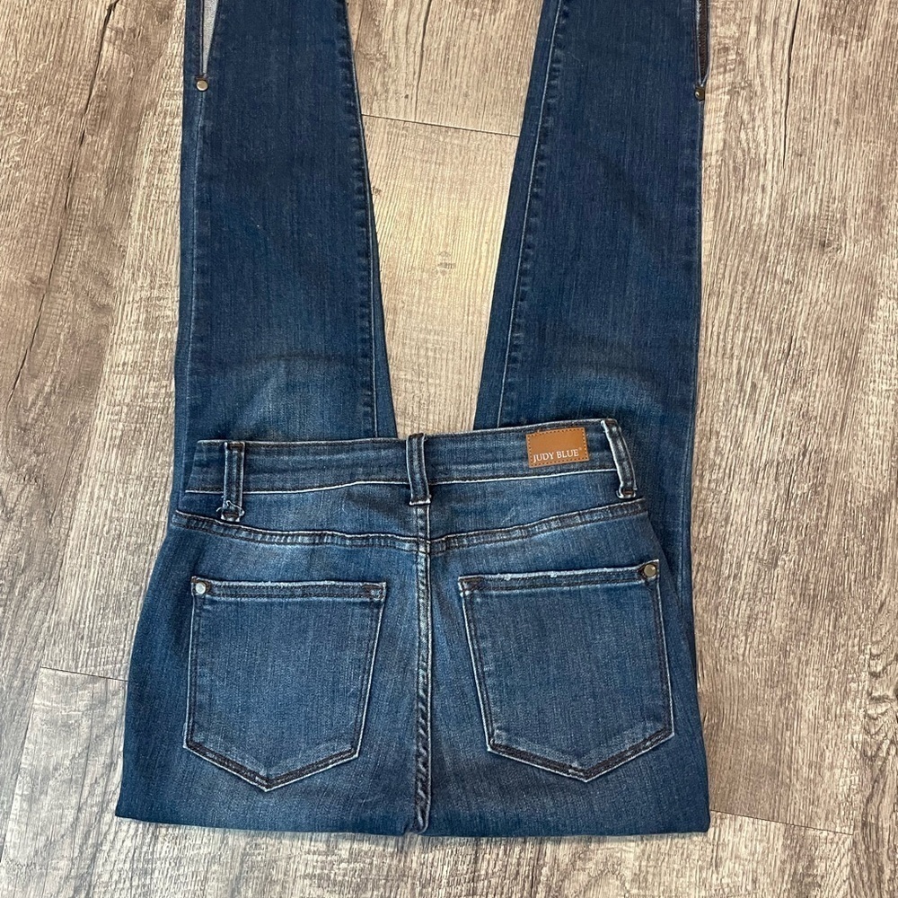 JUDY BLUE Jeans Women’s Size 25 Skinny High Waisted Split hem Ankle Dark Wash 1 - Picture 10 of 13